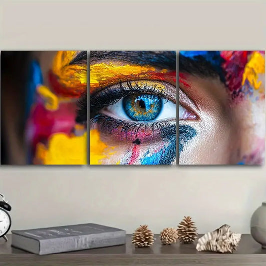 3pcs Pigment Eyes Painting Metal Print Ready to Hang Art