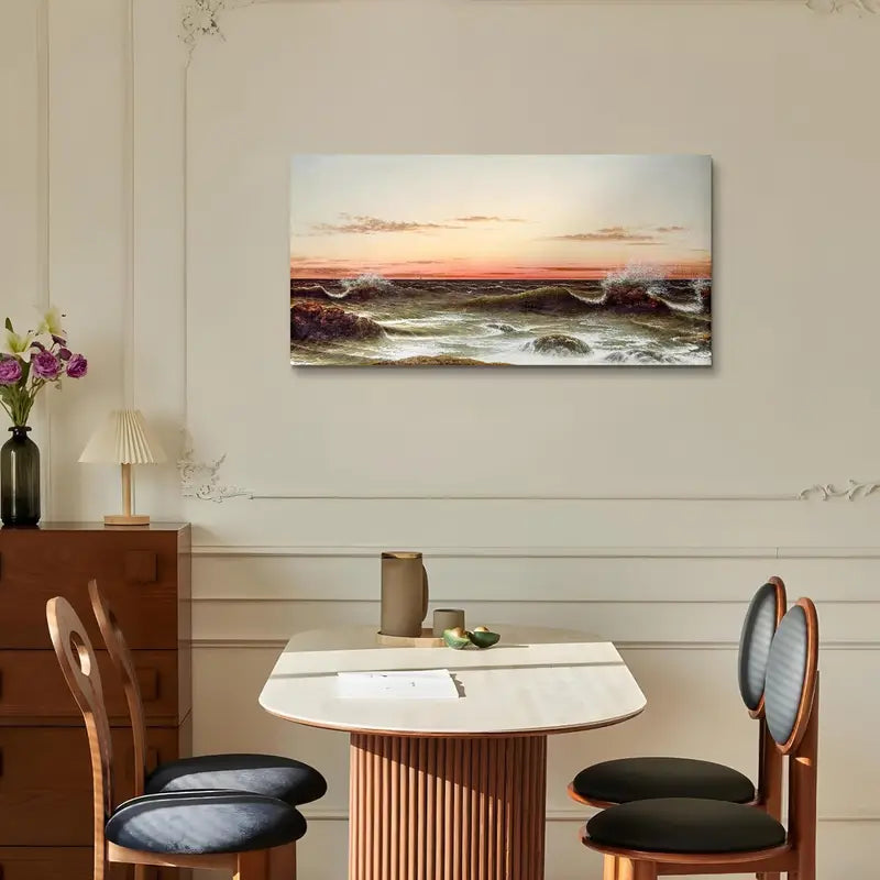 Ocean Scenery Vintage Seascape Coastal Wall Art canvas office home room framed 120x60cm