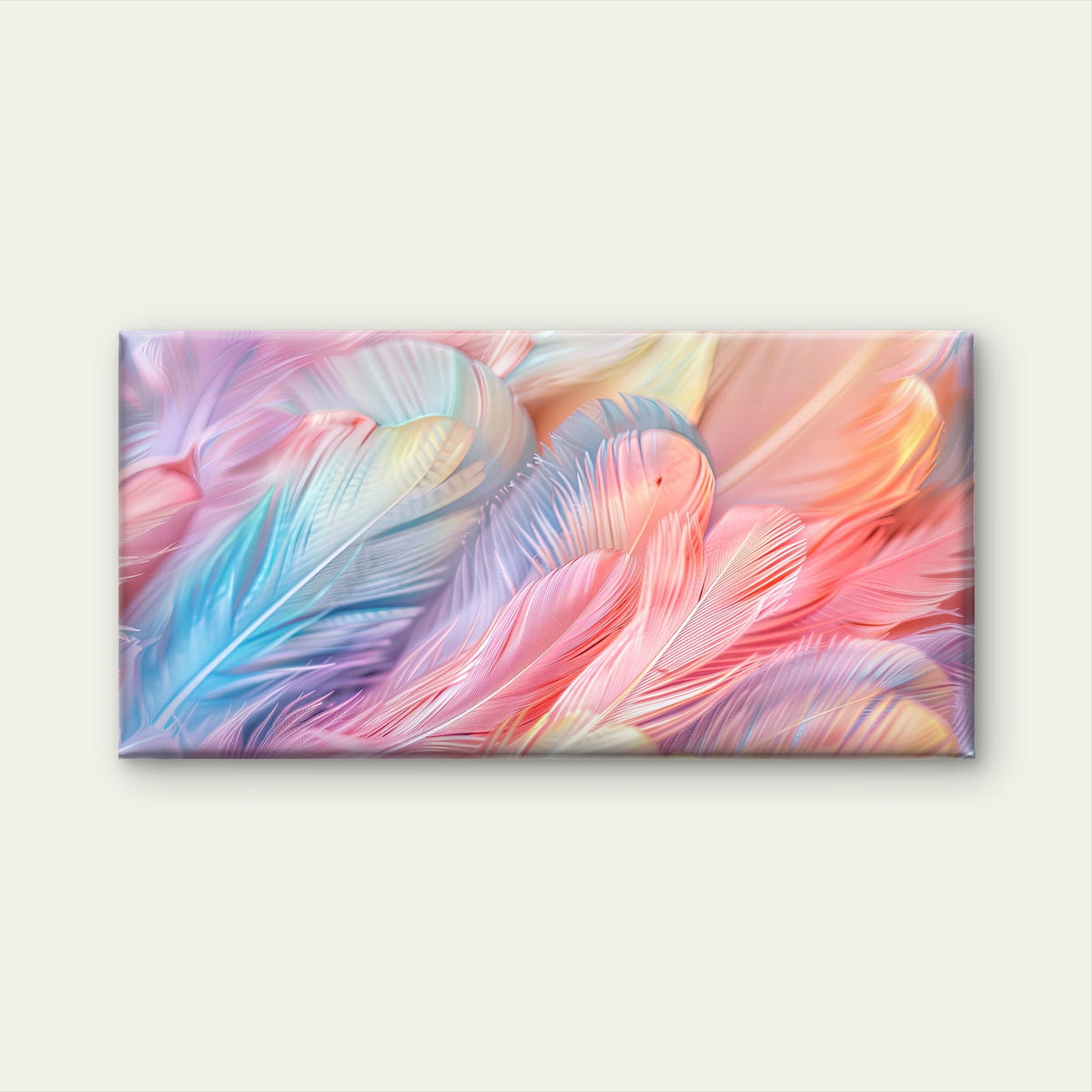 Abstract Pastel Feather Wall Art Canvas Office Home Room Framed 120x60cm
