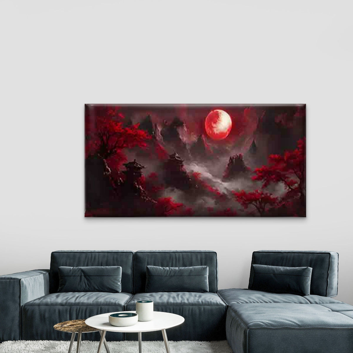 Red Trees And Ancient Pavilions Wall Art Canvas Office Home Room Framed 120x60cm