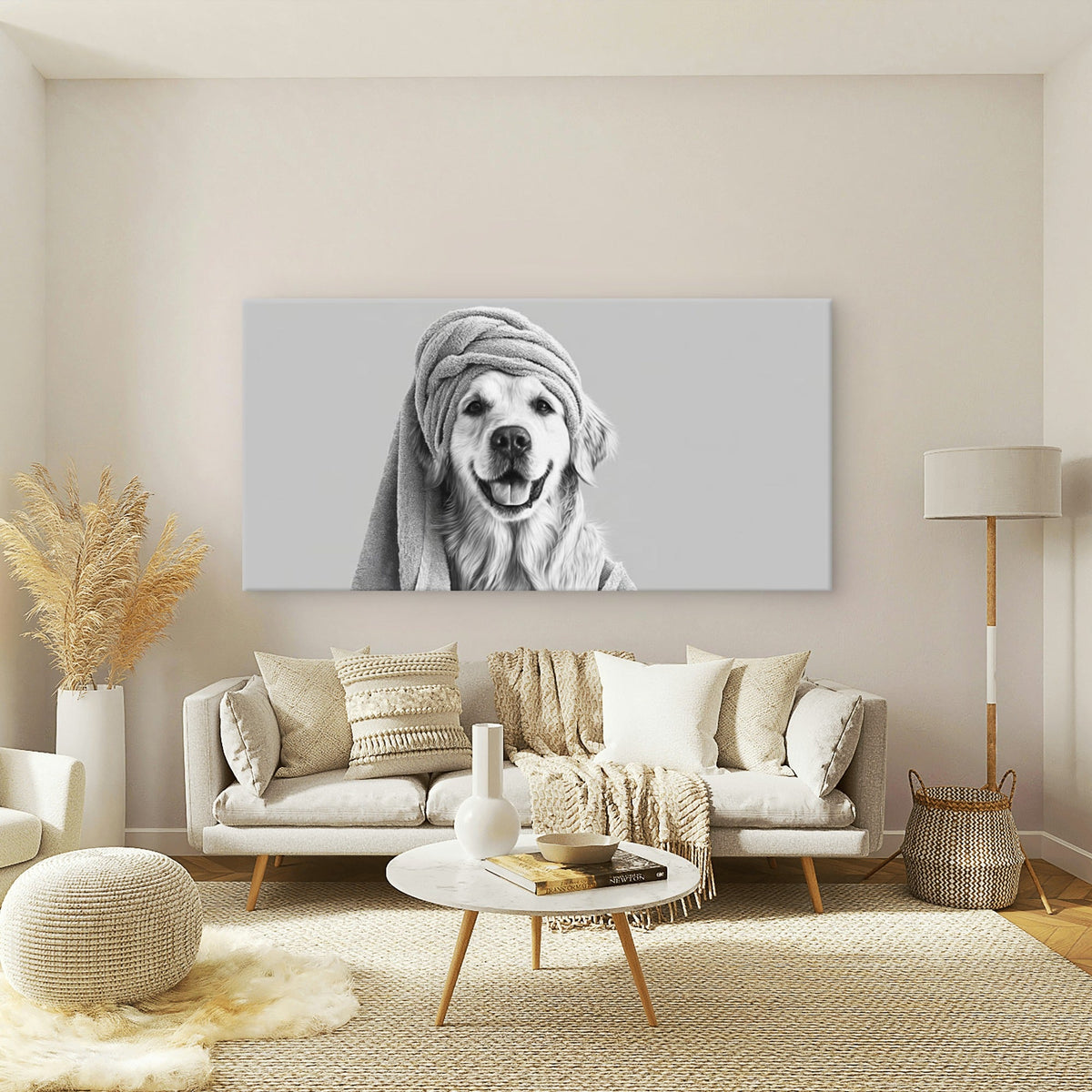 Smiling Labrador Retriever Wall Art Canvas Office Home Room Framed 120x60cm