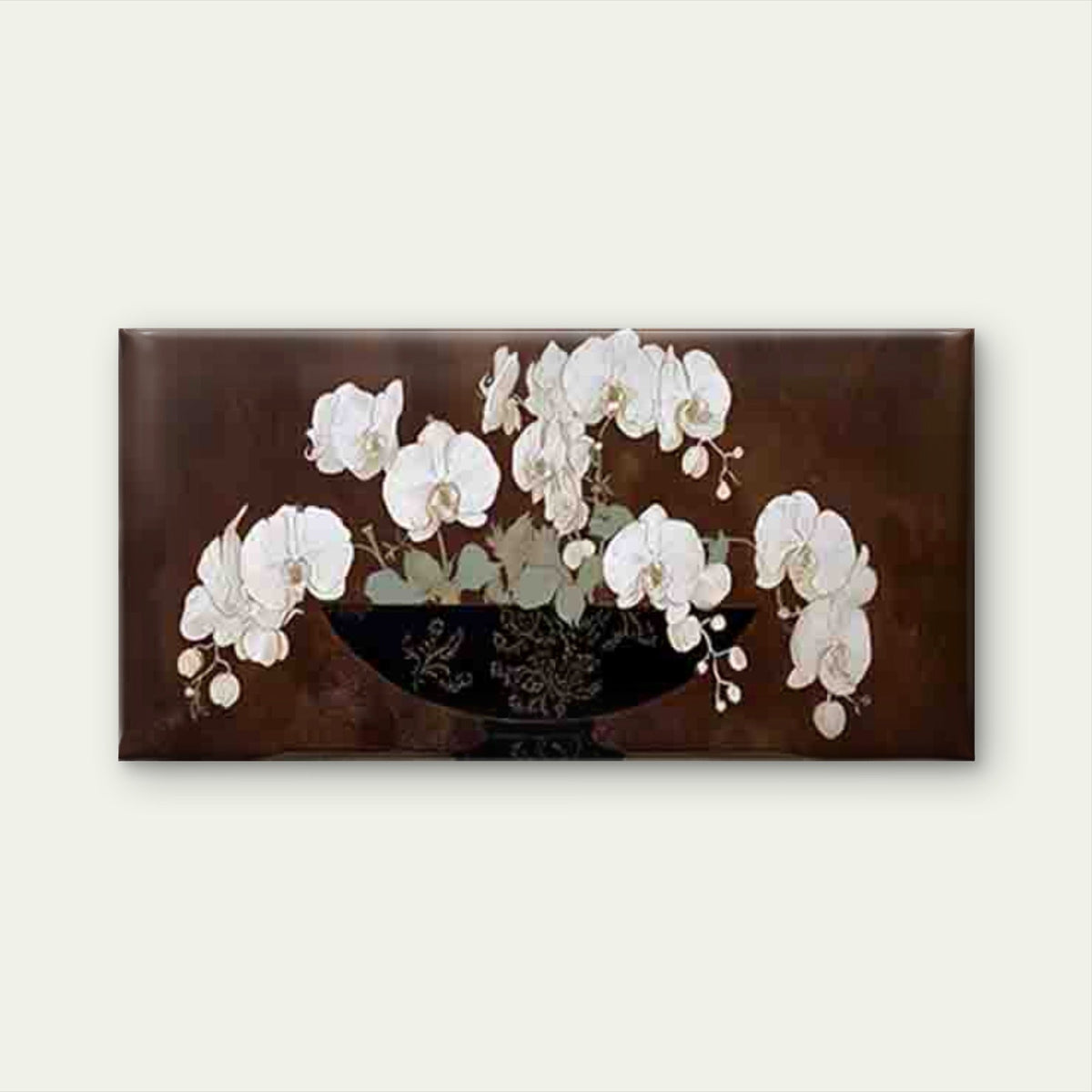 White Phalaenopsis Orchid Wall Art Canvas Office Home Room Framed 80x45cm