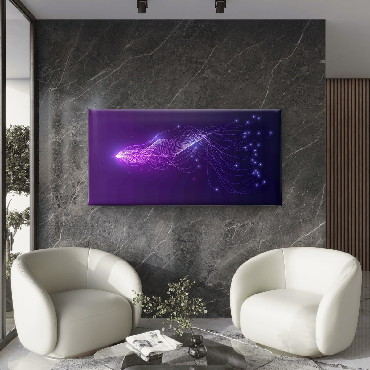 Fiber Optic Cable with Glowing Wall Art Canvas Office Home Room Framed 120x60cm