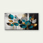 Modern Abstract Teal Gold Foil Leaves Wall Art Canvas Office Home Framed 120x60
