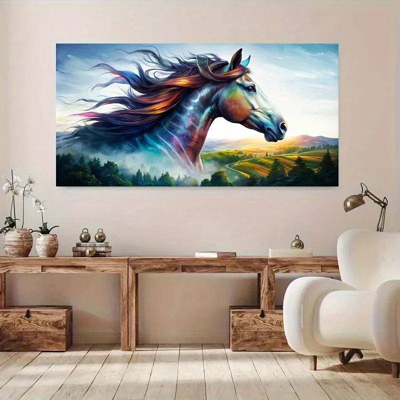 Abstract Horse Wall Art wall canvas office home room framed 120x60cm