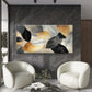 Golden Leaves Abstract Wall Art Canvas Office Home Room Framed 120x60cm