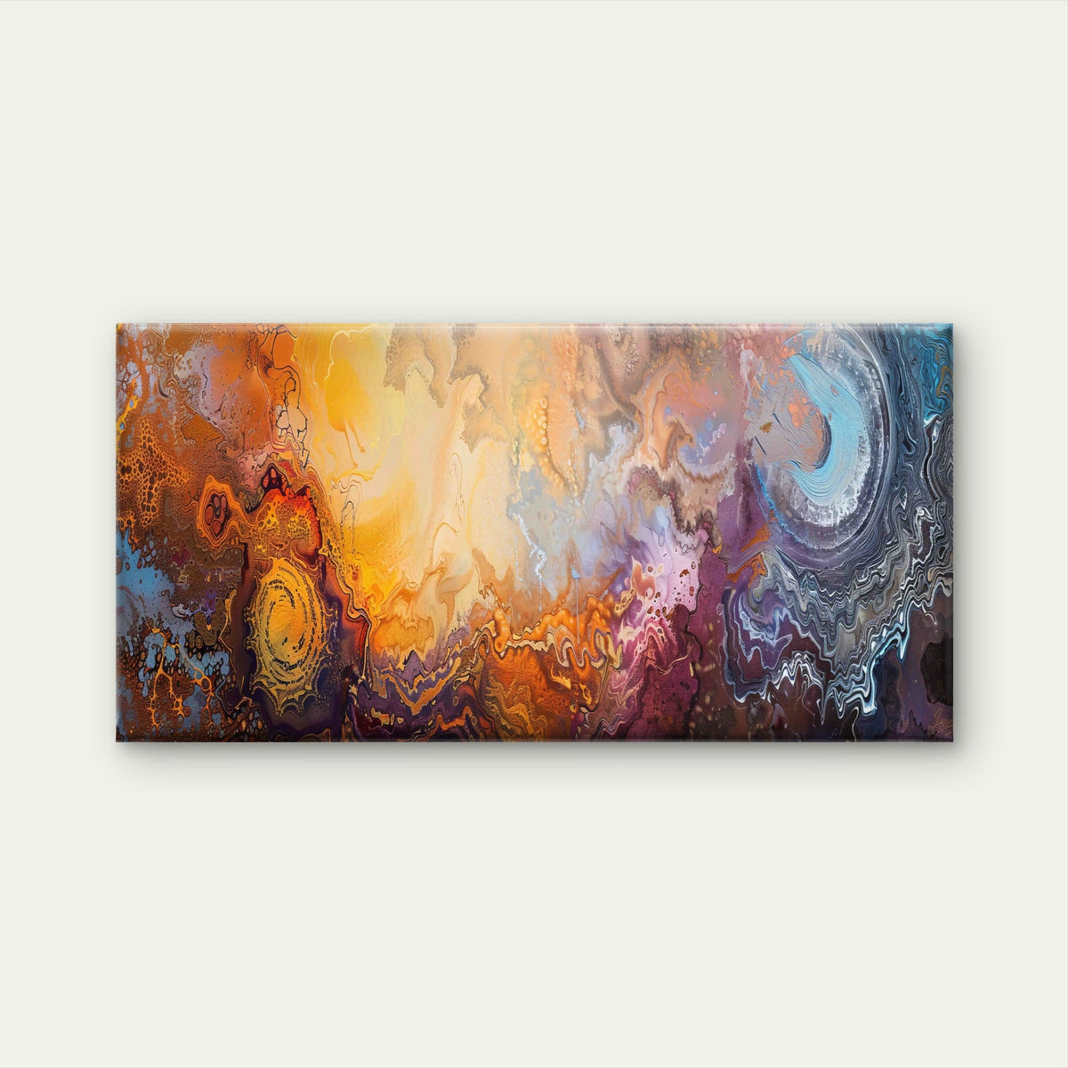 Abstract Fluid Art Painting Wall Art Canvas Office Home Room Framed 120x60cm