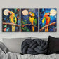 3pcs Parrots Perched on the Edge Metal Print Ready to Hang Art