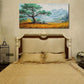 Tree Life Mountain Rustic Green Scenery Wall Art canvas office home room framed 120x60cm