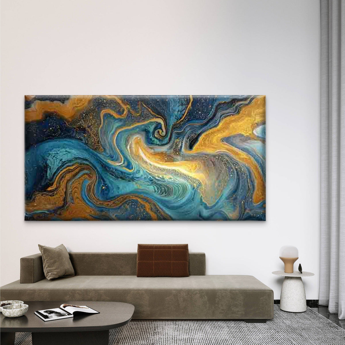 Abstract Swirling Designs Wall Art Canvas Office Home Room Framed 80x45cm