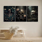3pcs Gothic Floral Skull Dark Forest & Skeleton Metal Print Ready to Hang Art
