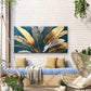 Golden Tropical Monstera & Palm Wall Art Canvas Office Home Room Framed 120x60cm