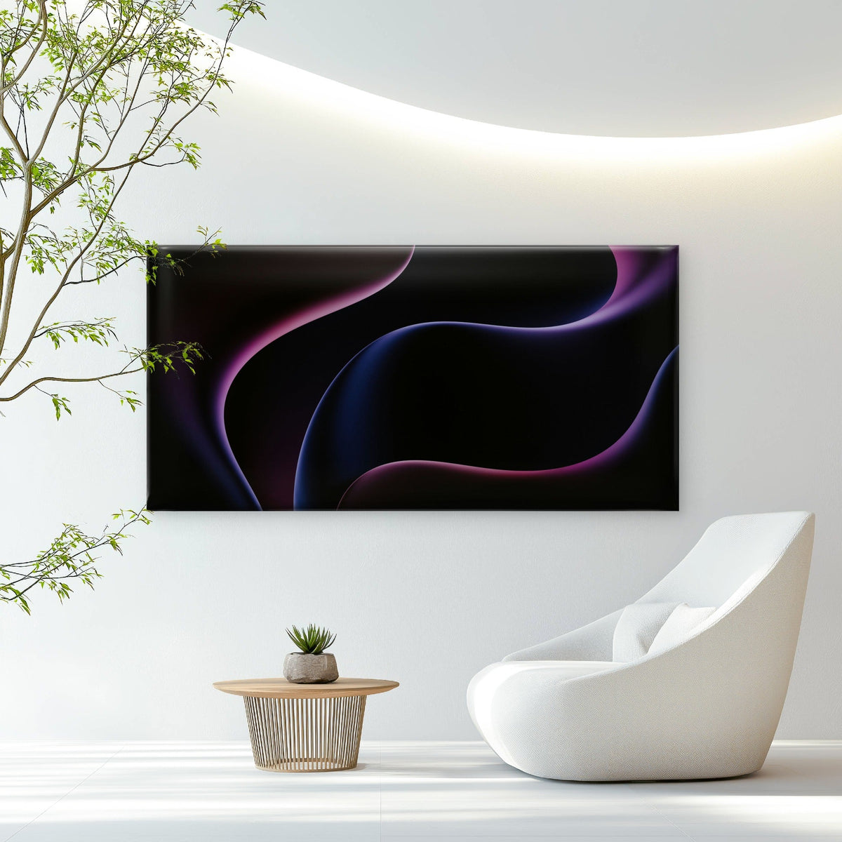 Deep Velvet Flowing Shapes Wall Art Canvas Office Home Room Framed 120x60cm
