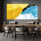 Vibrant Yellow & Blue Marble Design Wall Art wall canvas office home room framed 120x60cm