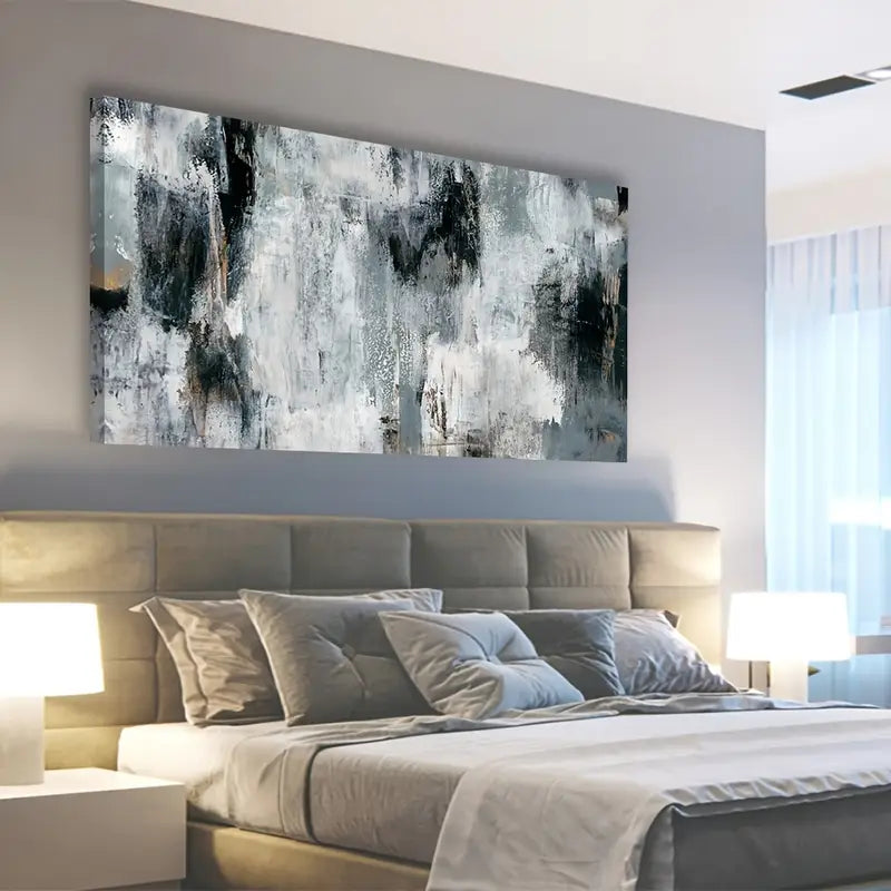 Brown Dark Gray Black Abstract Wall Art canvas office home room framed 120x60cm