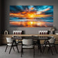 Vibrant Sunset Ocean Wave Wall Art wall canvas office home room framed 120x60cm