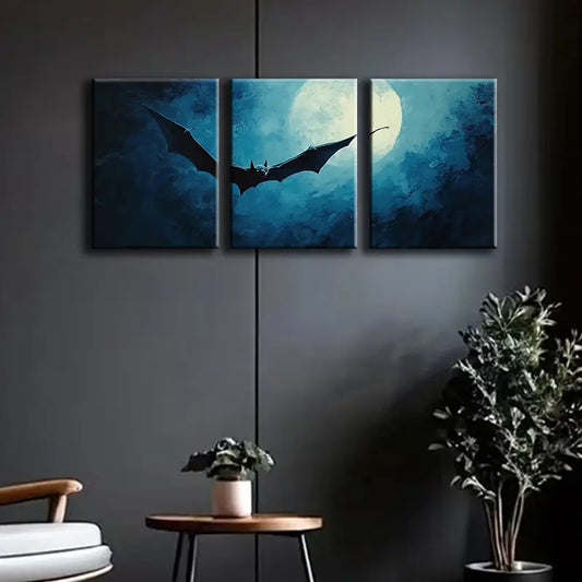 3pcs Bats fly in the Moonlight Metal Print Ready to Hang Art