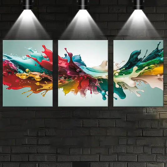 3pcs Vibrant Dynamic Oil Painting Classic Design Metal Print Ready to Hang Art