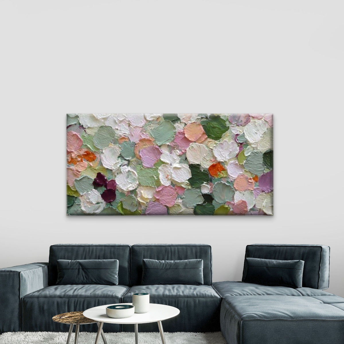 Soft Pastel Floral Abstract Wall Art Canvas Office Home Room Framed 120x60cm