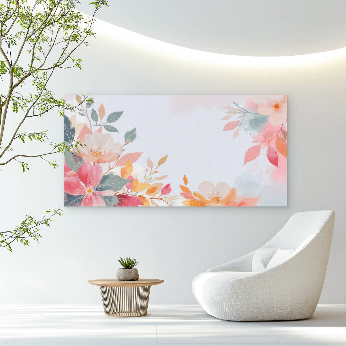 Floral Watercolor Botanical Art Wall Art Canvas Office Home Room Framed 120x60cm