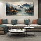 Teal Mountain Tree Landscape Wall Art canvas office home room framed 120x60cm