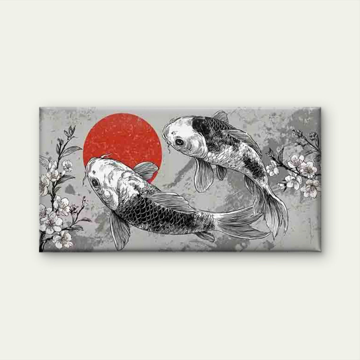 Abstract Japanese Koi Fish Wall Art Canvas Office Home Room Framed 120x60cm