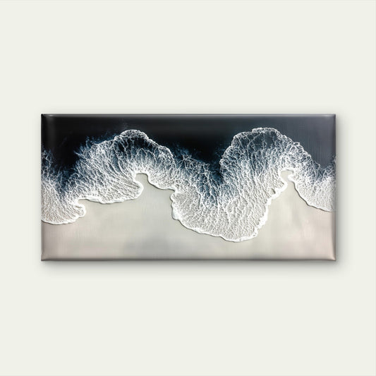 Blue Sea Foam Coast Beach Wall Art Canvas Office Home Room Framed 80x45cm