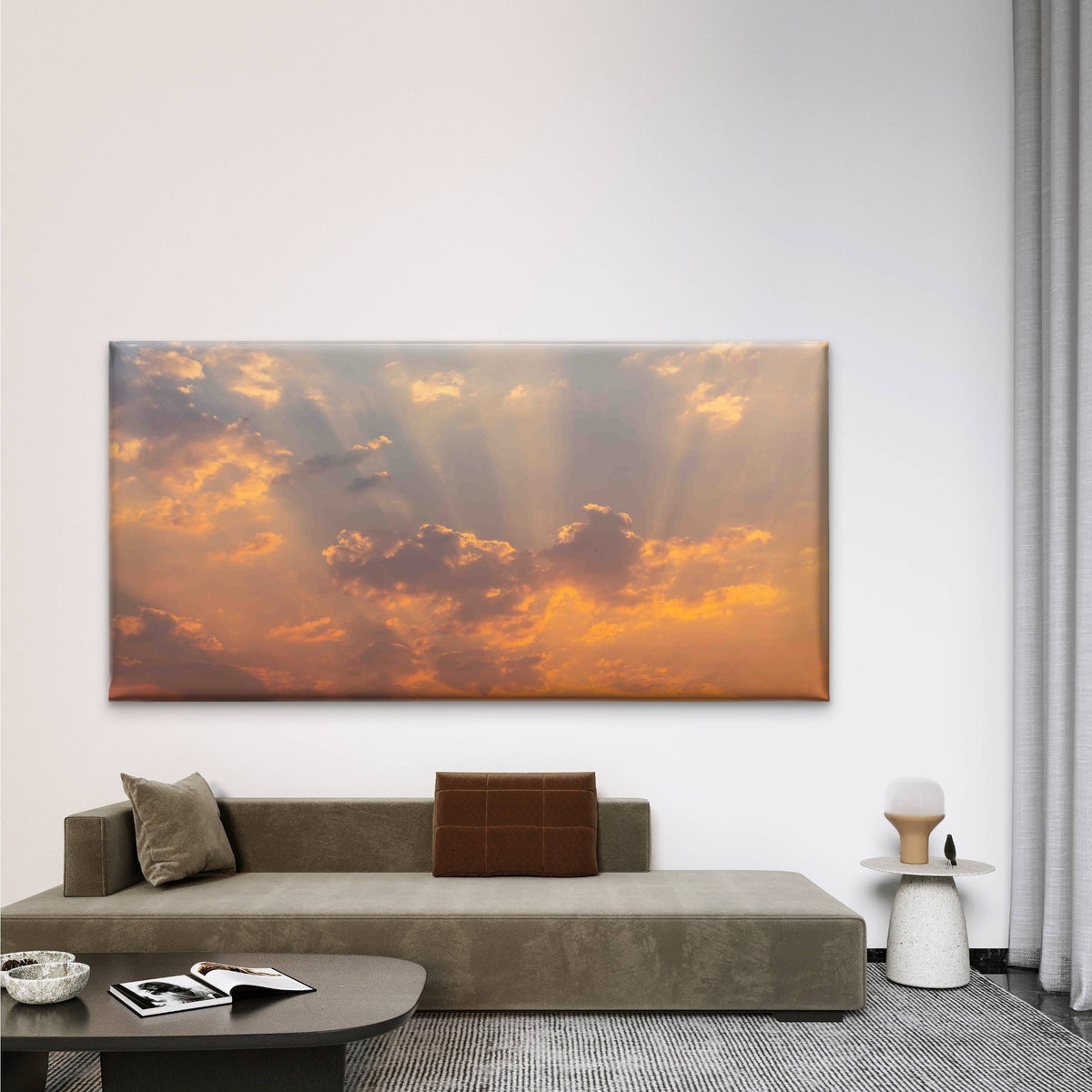 Sky With Rays Wall Art Canvas Office Home Room Framed 80x45cm