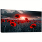 Red Field Poppies Sunset Wall Art canvas office home room framed 120x60cm