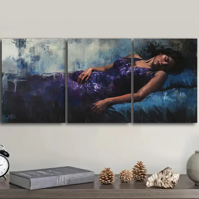 3pcs Abstract Sleeping Woman Metal Print Ready to Hang Art