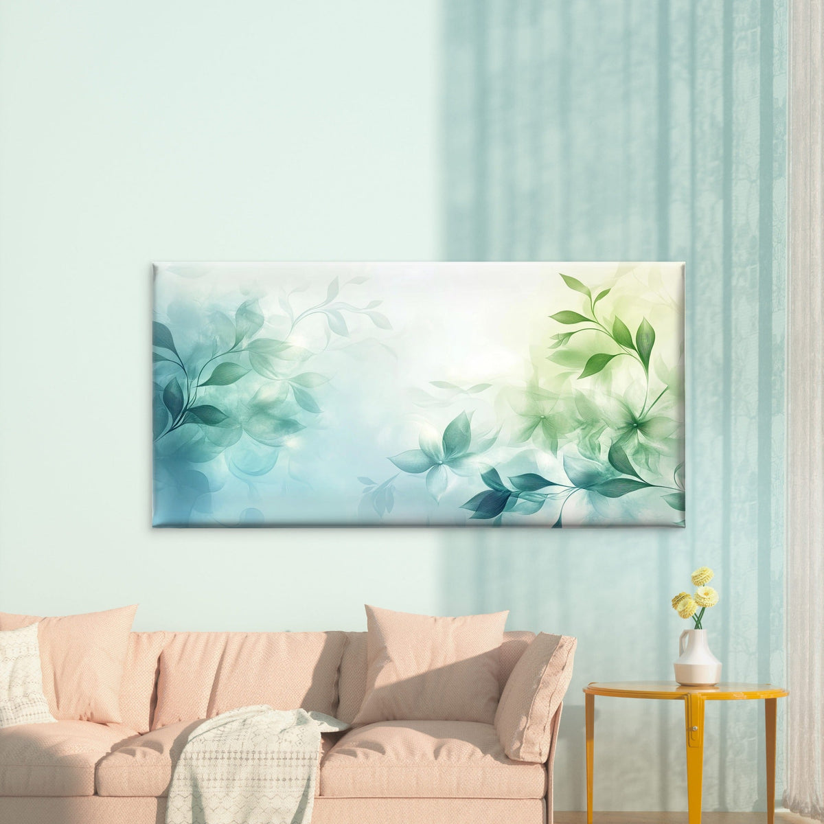 Abstract Botanical Painting Wall Art Canvas Office Home Room Framed 80x45cm
