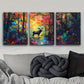 3pcs Moose in the Forest Metal Print Ready to Hang Art