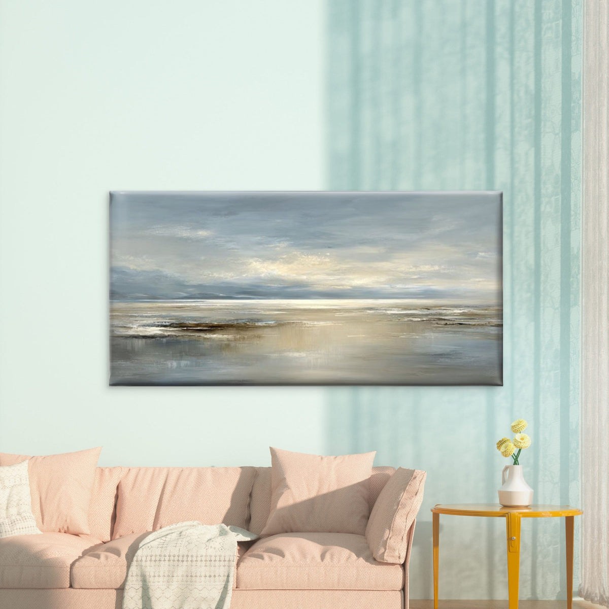 Abstract Seascape Painting Wall Art Canvas Office Home Room Framed 120x60cm