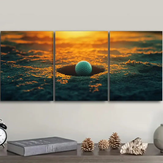 3pcs The Golf Ball Is Near The Hole Metal Print Ready to Hang Art