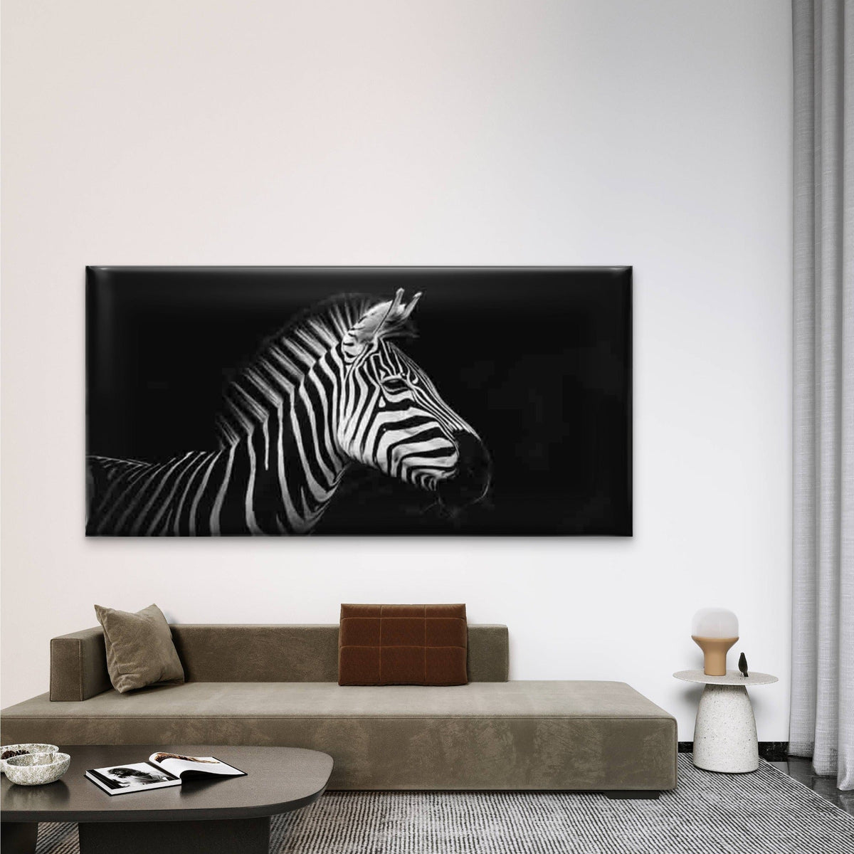 Close-Up of a Zebra Head Wall Art Canvas Office Home Room Framed 80x45cm