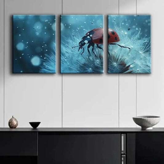 3pcs A ladybug Metal Print Ready to Hang Art