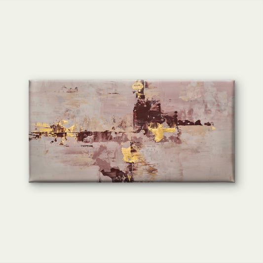 Abstract Pink Gold Foil Splash Wall Art Canvas Office Home Room Framed 80x45cm