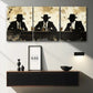 3pcs Three Silhouettes Sitting at the Bar Metal Print Ready to Hang Art