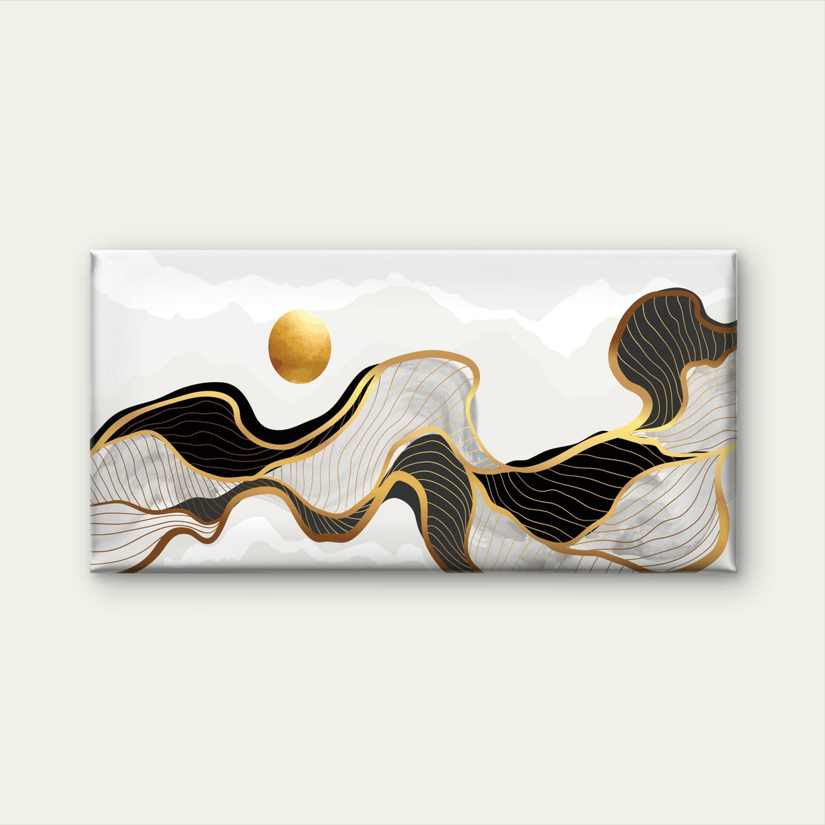 Gold Black Line Art Hills Decor Wall Art Canvas Office Home Room Framed 80x45cm