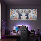 3pcs Elegant pattern featuring two majestic deer Metal Print Ready to Hang Art