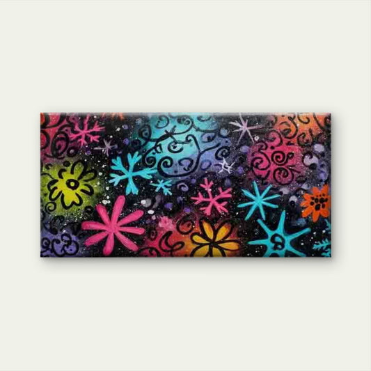 Colorful Abstract Floral Wall Art Canvas Office Home Room Framed 80x45cm