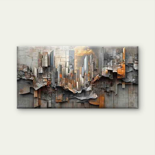 Abstract Cityscape Wall Art Canvas Office Home Room Framed 80x45cm