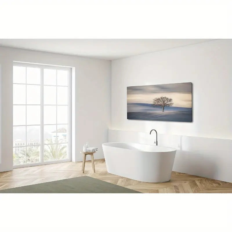 Tree Hill Sky White Clouds Wall Art canvas office home room framed 120x60cm