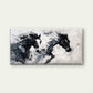 Abstract Black White Horses Wall Art Canvas Office Home Room Framed 80x45cm