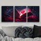 3pcs Red Grimoire Design Metal Print Ready to Hang Art