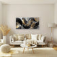 Black, Gray, Golden Swirls Wall Art Canvas Office Home Room Framed 120x60cm