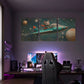 3pcs Whimsical Anthropomorphic Cat in Spaceship Metal Print Ready to Hang Art