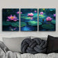 3pcs Water Lilies in Moonlight Metal Print Ready to Hang Art