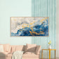 Gold Memories On Faded Blue Wall Art Canvas Office Home Room Framed 120x60cm