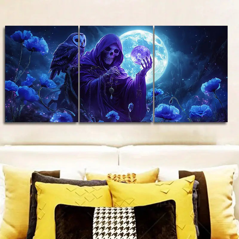 3pcs Skull Wizard Metal Print Ready to Hang Art